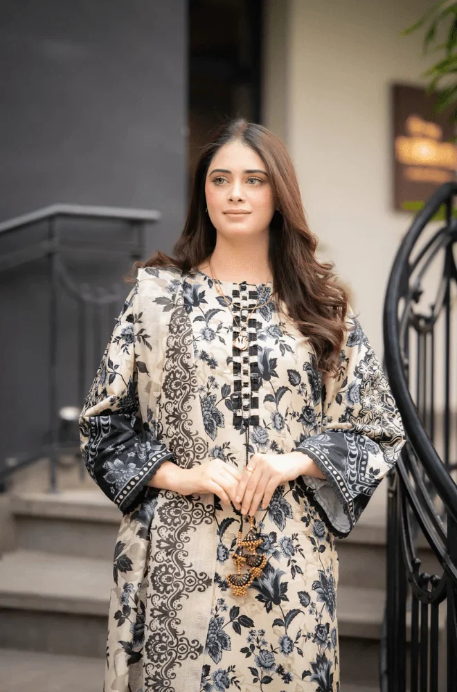 3PC Khaddar Digital Print Shirt with khaddar Printed Dupatta and Trouser - BFU0083 - Image 8