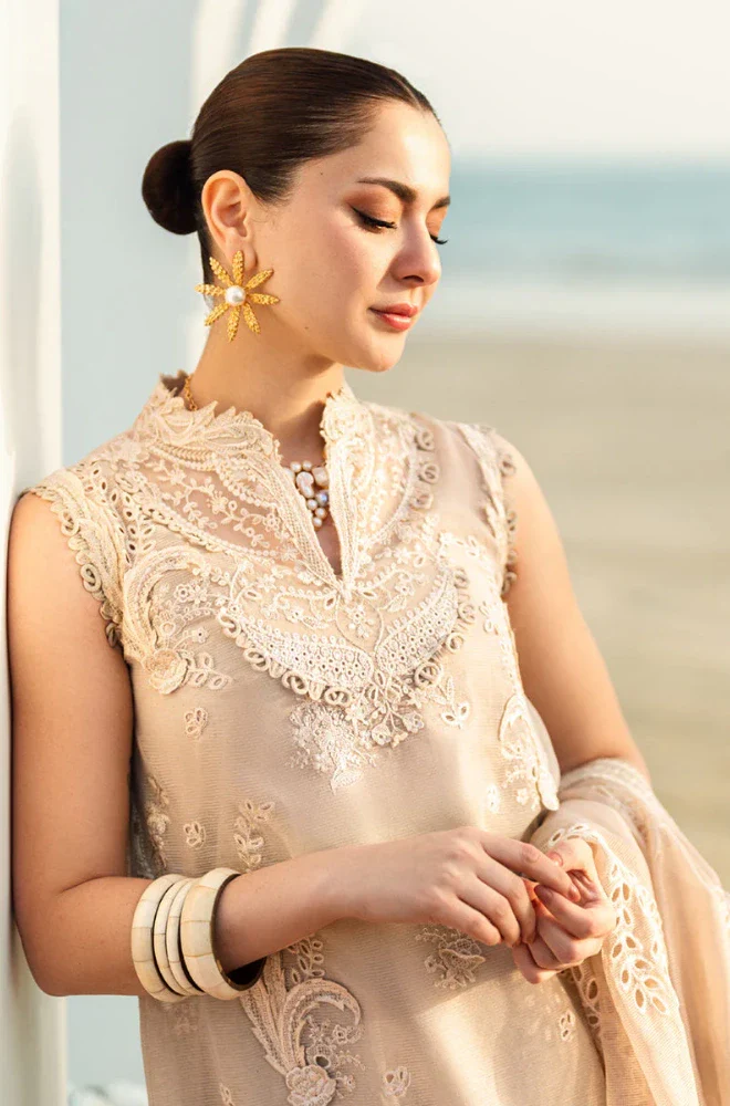 QALAMKAR - 3PC Lawn Embroidered Shirt with Chiffon Embroidered Dupatta and Trouser - BFA0022 - Image 4