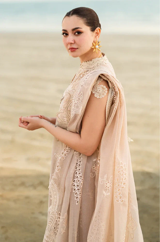 QALAMKAR - 3PC Lawn Embroidered Shirt with Chiffon Embroidered Dupatta and Trouser - BFA0022 - Image 6