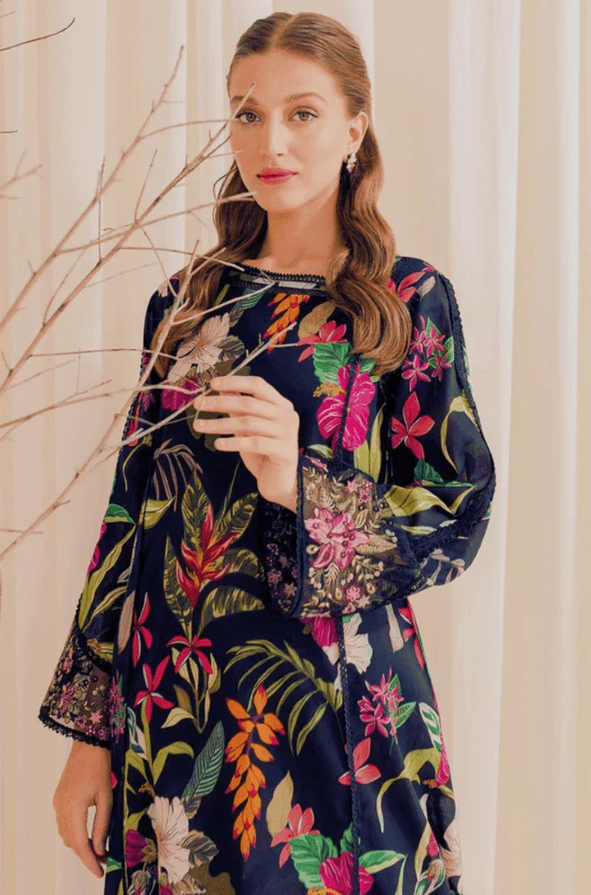 3PC Khaddar Digital Print Shirt with khaddar Printed Dupatta and Trouser - BFU0085 - Image 3