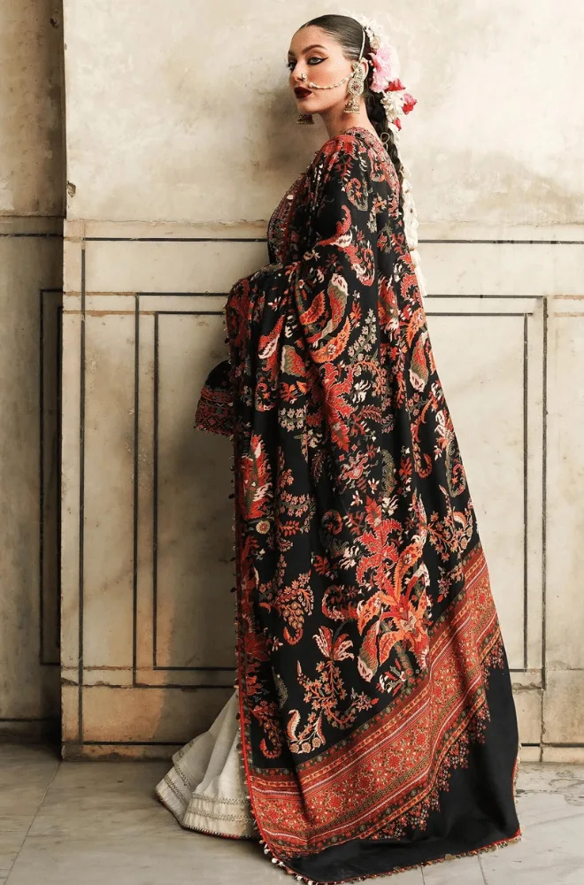 HUSSAIN REHAR - 3PC Lawn Embroidered Shirt with Monar Printed Dupatta and Trouser - BFA0016 - Image 4