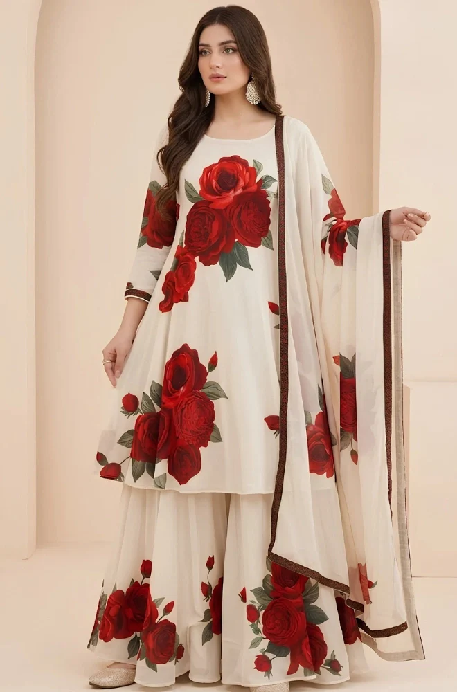 BlueFery - 3PC Lawn Maxi Style Printed Dress - BFB0837 - Image 3