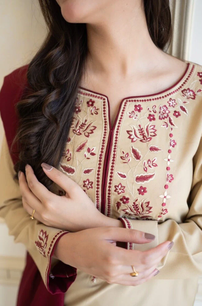 Aisling - 3PC Dhanak Embroidered Shirt With Dhanak Embroidered Dupatta and Trouser - BFB0869 - Image 2