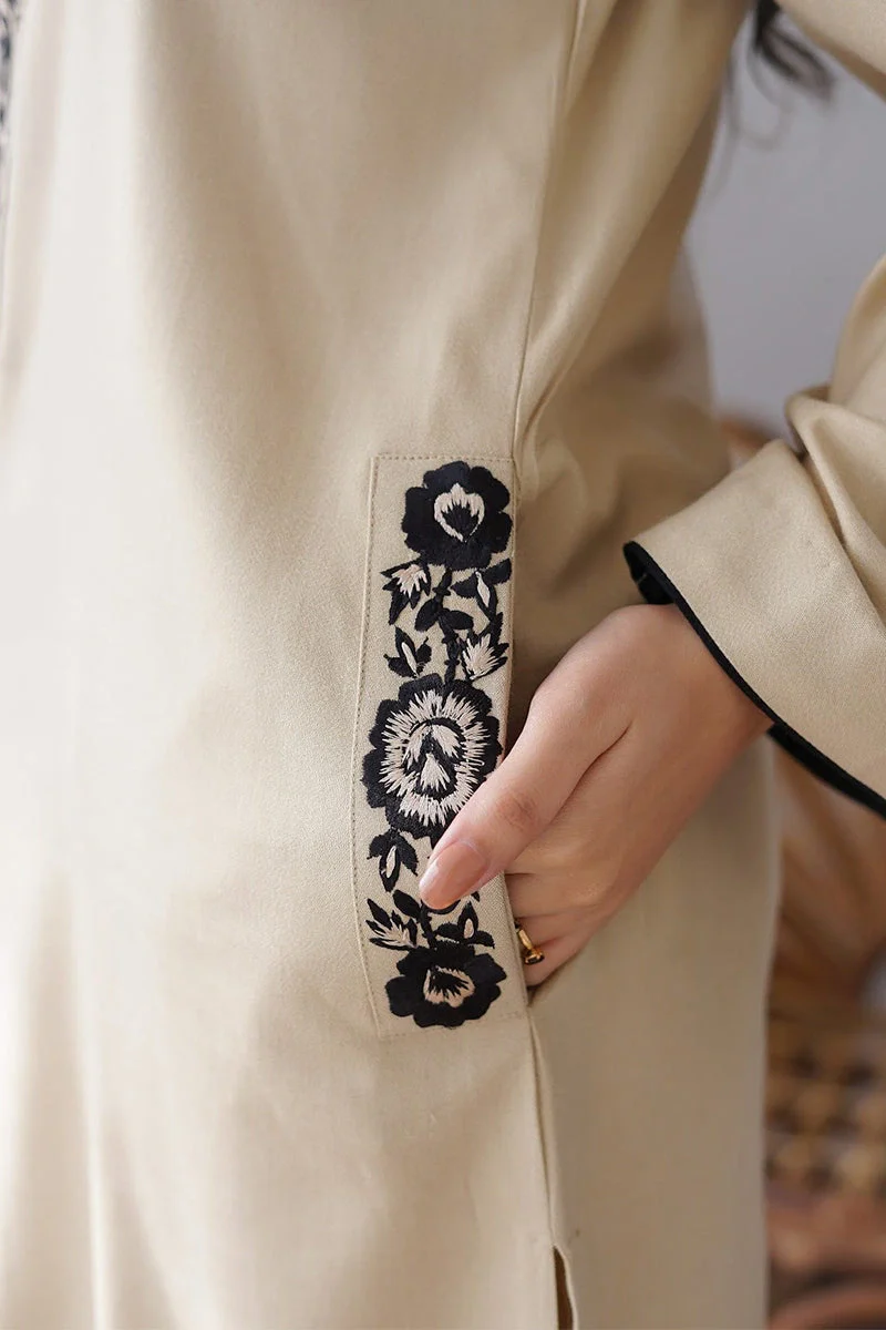 AISLING - 3PC Dhanak Embroidered Shirt with Plain Wool Dupatta and Trouser - BFB0870 - Image 4