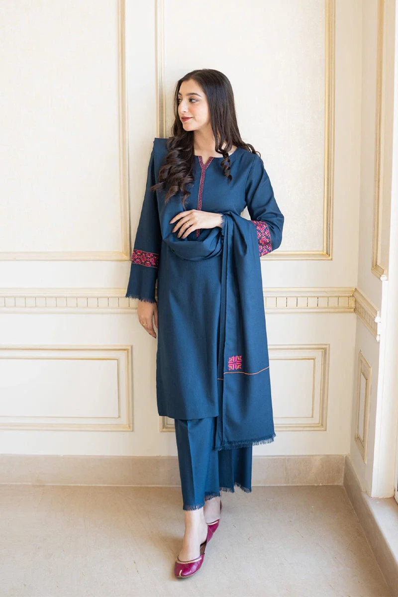 Aisling - 3PC Dhanak Embroidered Shirt With Dhanak Embroidered Dupatta and Trouser - BFB0876