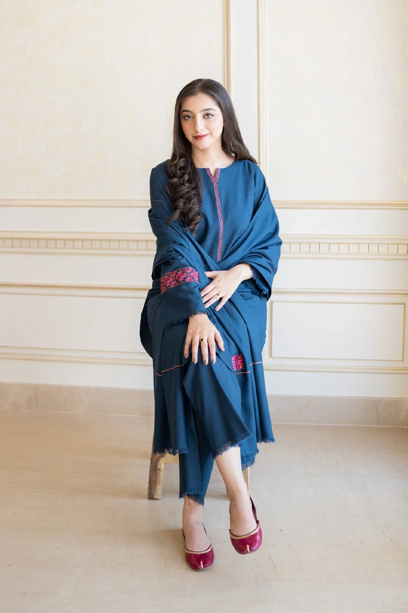 Aisling - 3PC Dhanak Embroidered Shirt With Dhanak Embroidered Dupatta and Trouser - BFB0876 - Image 3
