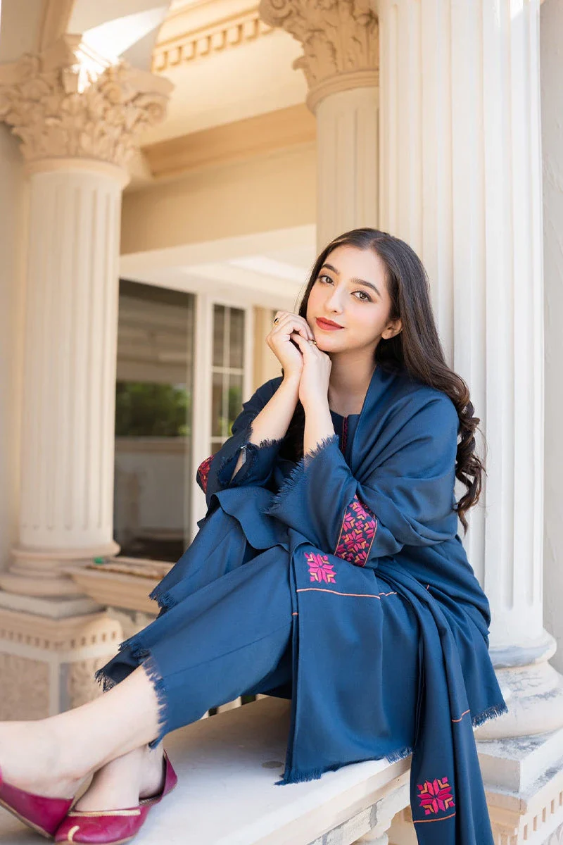 Aisling - 3PC Dhanak Embroidered Shirt With Dhanak Embroidered Dupatta and Trouser - BFB0876 - Image 4