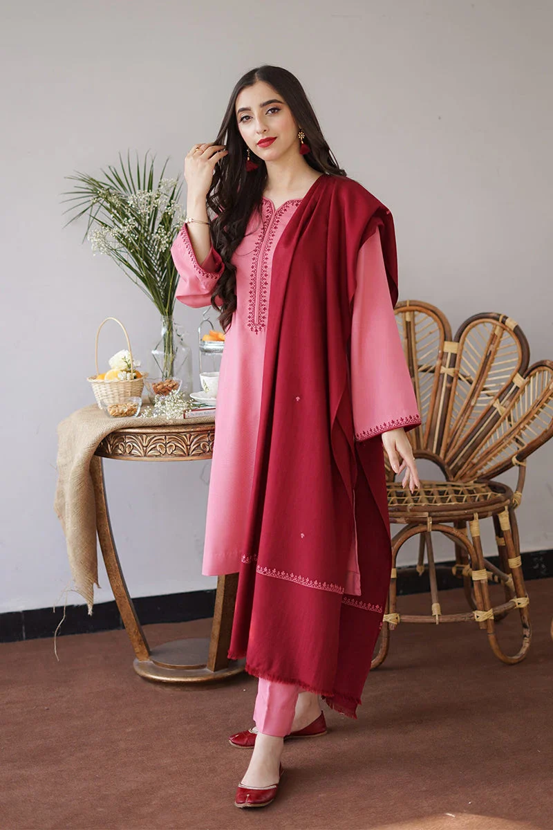 Aisling - 3PC Dhanak Embroidered Shirt With Dhanak Dupatta and Trouser - BFB0881