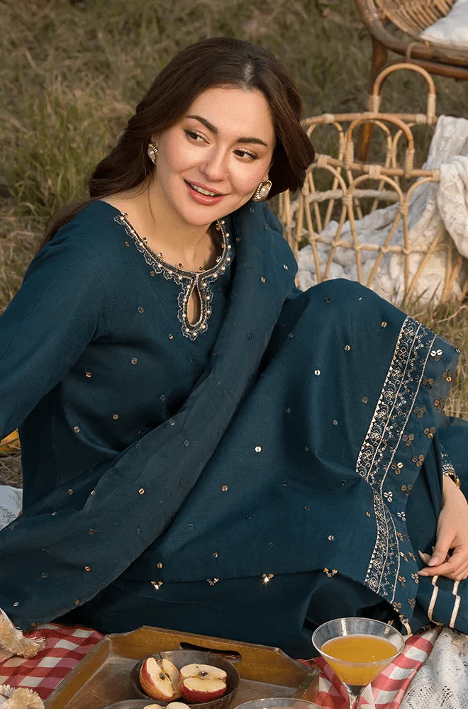 ALLYS - 3PC Lawn Embroidered Shirt with Chiffon Embroidered Dupatta and Trouser - BFU0127 - Image 2