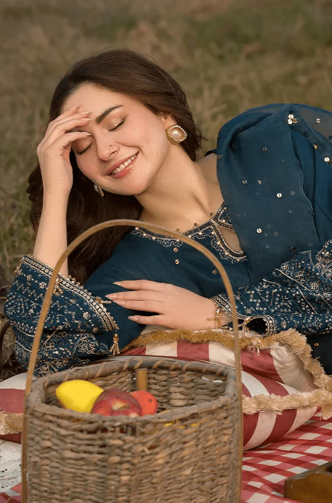 ALLYS - 3PC Lawn Embroidered Shirt with Chiffon Embroidered Dupatta and Trouser - BFU0127 - Image 3