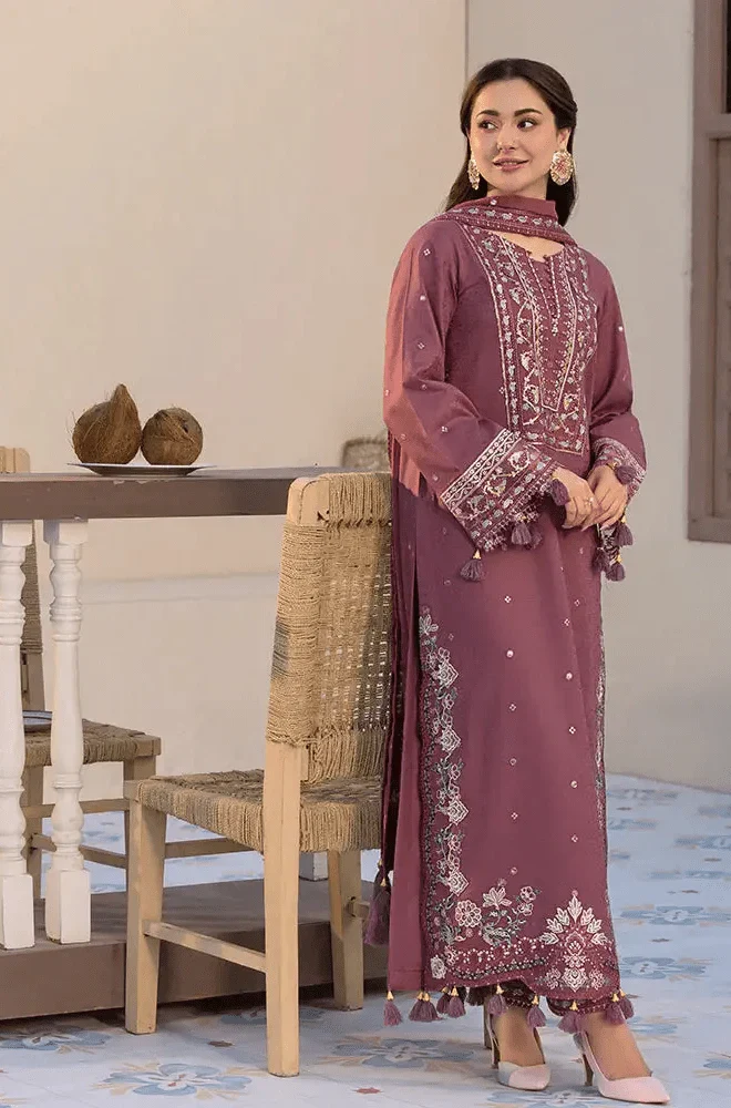 ALLYS - 3PC Lawn Embroidered Shirt with Lawn Embroidered Dupatta and Trouser - BFB02900 - Image 5