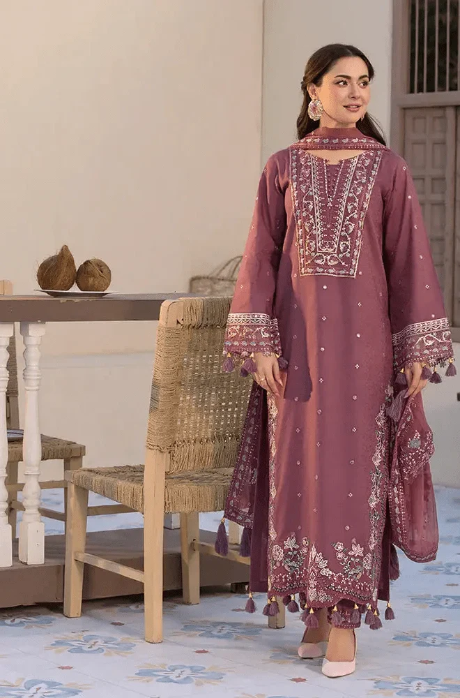 ALLYS - 3PC Lawn Embroidered Shirt with Lawn Embroidered Dupatta and Trouser - BFB02900 - Image 6