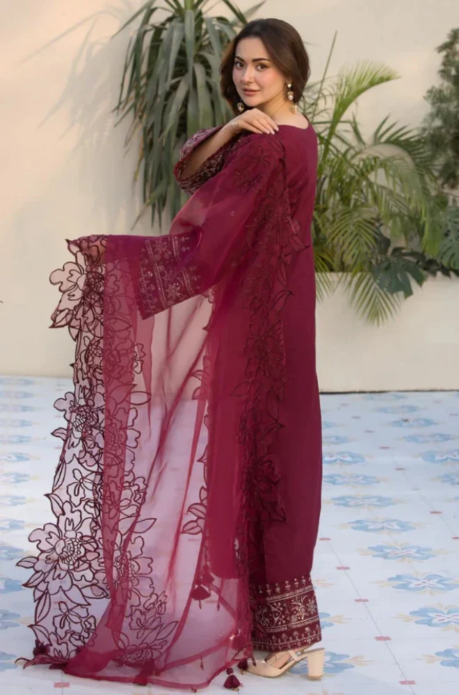 ALLYS - 3PC Lawn Embroidered Shirt with Chiffon Embroidered Dupatta and Trouser - BFU01130 - Image 2