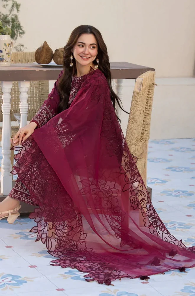 ALLYS - 3PC Lawn Embroidered Shirt with Chiffon Embroidered Dupatta and Trouser - BFU01130 - Image 4
