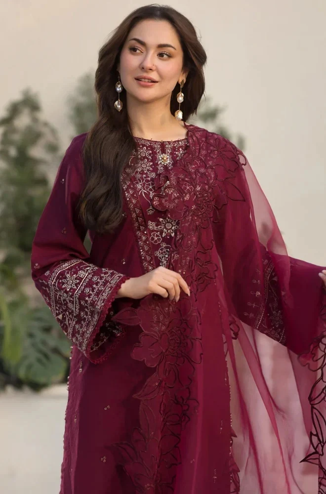 ALLYS - 3PC Lawn Embroidered Shirt with Chiffon Embroidered Dupatta and Trouser - BFU01130 - Image 5
