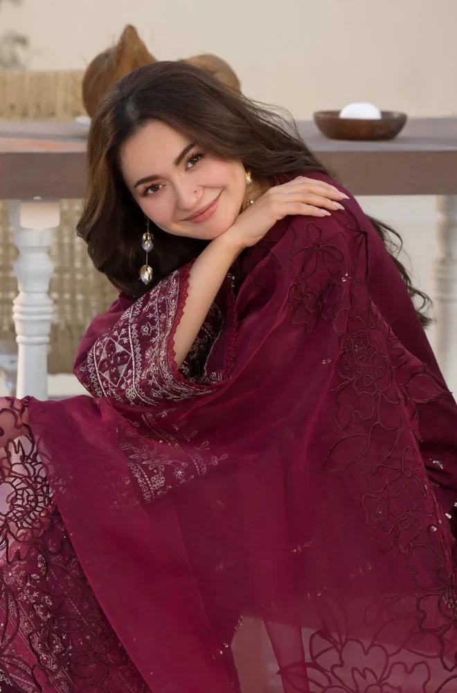 ALLYS - 3PC Lawn Embroidered Shirt with Chiffon Embroidered Dupatta and Trouser - BFU01130 - Image 7
