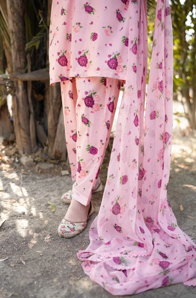 Aneelas - 3PC Lawn Printed Shirt with Lawn Printed Dupatta and Trouser - BFB0846 - Image 4