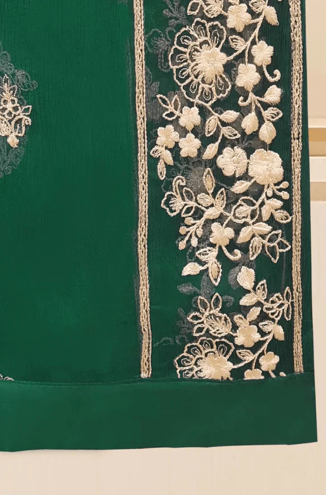 3PC Organza Embroidered Suit With Organza Embroidered Dupatta and Trouser - BFB0406 - Image 3