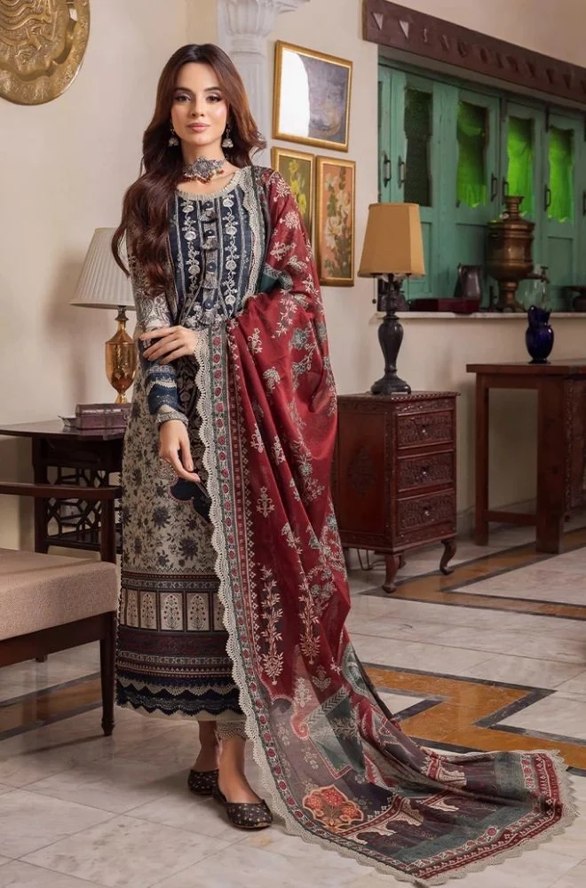 ASIM JOFA - 3PC Lawn Digital Printed Shirt with Lawn Printed Dupatta and Trouser - BFB0807