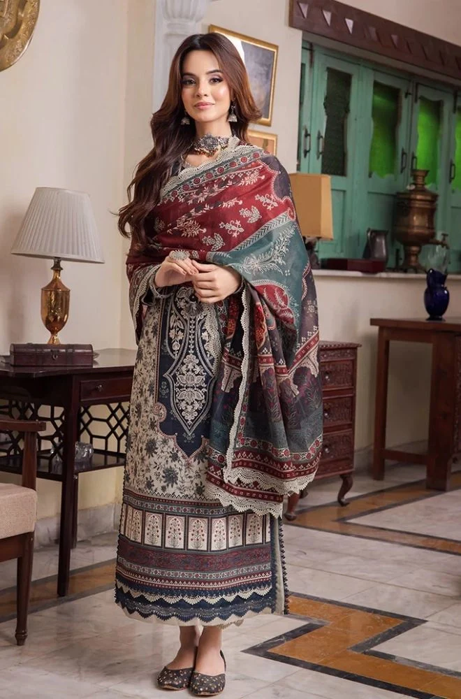 ASIM JOFA - 3PC Lawn Digital Printed Shirt with Lawn Printed Dupatta and Trouser - BFB0807 - Image 5