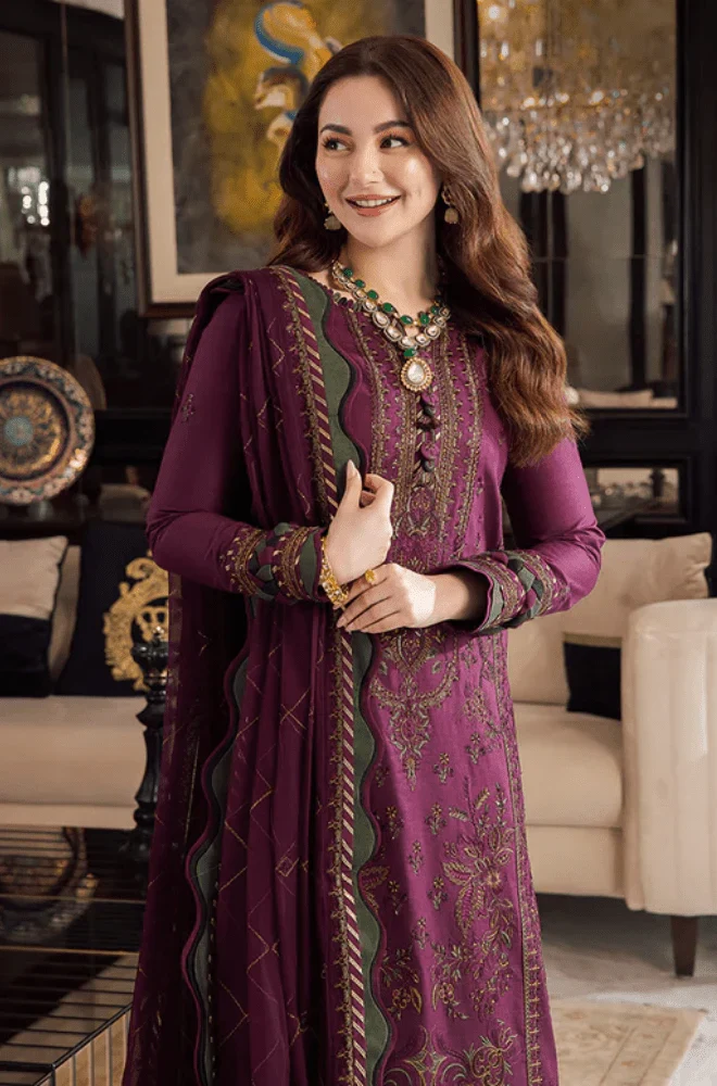 ASIM JOFA - 3PC Lawn Embroidered Shirt with Chiffon Embroidered Dupatta and Trouser - BFB05310 - Image 5