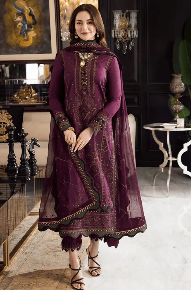 ASIM JOFA - 3PC Lawn Embroidered Shirt with Chiffon Embroidered Dupatta and Trouser - BFB05310 - Image 6