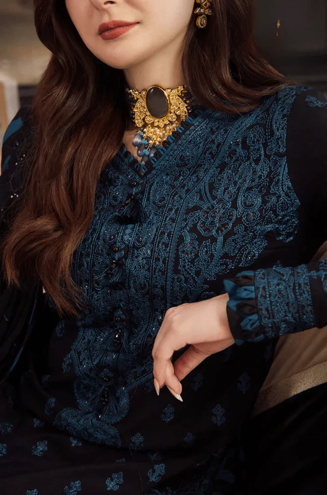 ASIM JOFA - 3PC Lawn Embroidered Shirt with Chiffon Embroidered Dupatta and Trouser - BFB0659 - Image 4