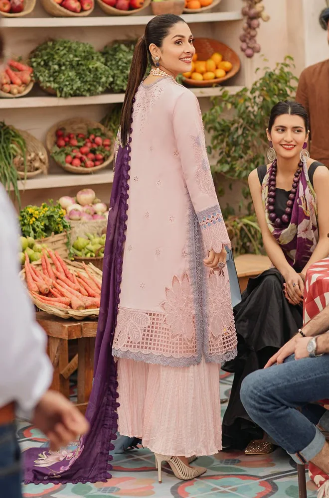 MUSHQ - 3PC Lawn Embroidered Shirt with Chiffon Printed Dupatta and Trouser- BFB0660 - Image 2