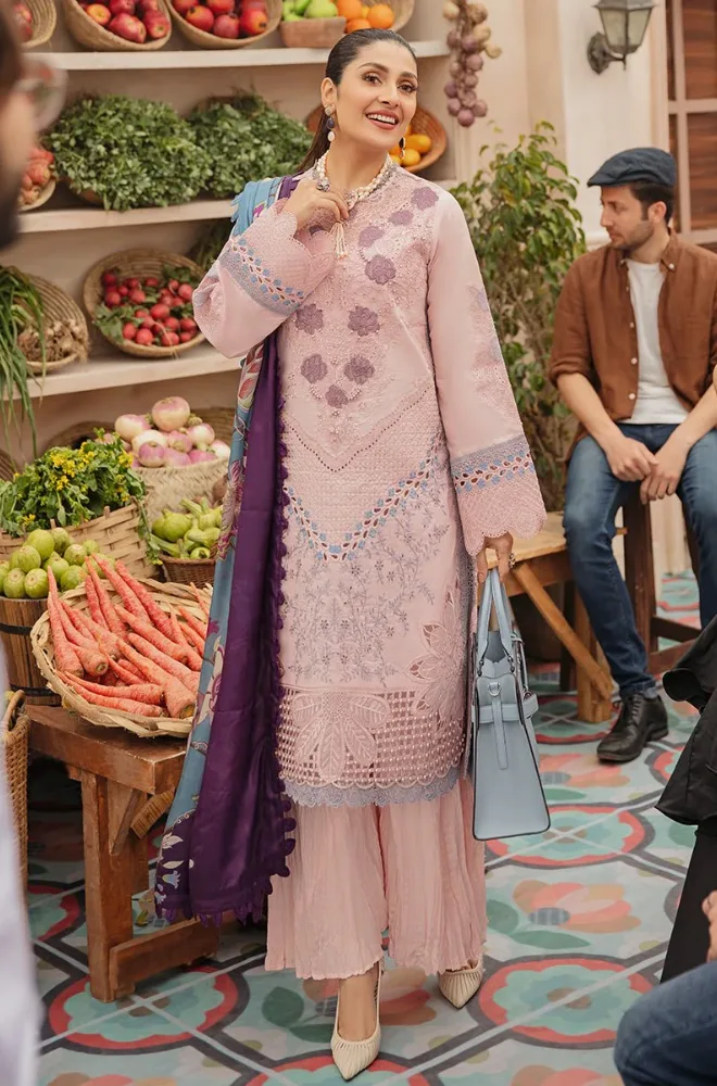 MUSHQ - 3PC Lawn Embroidered Shirt with Chiffon Printed Dupatta and Trouser- BFB0660 - Image 3