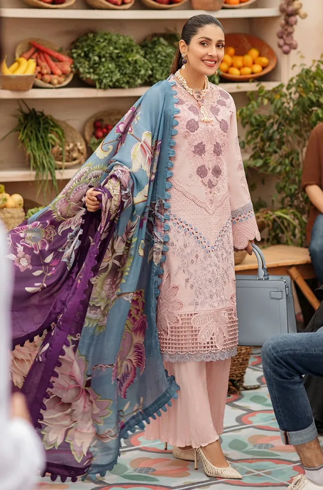 MUSHQ - 3PC Lawn Embroidered Shirt with Chiffon Printed Dupatta and Trouser- BFB0660 - Image 5