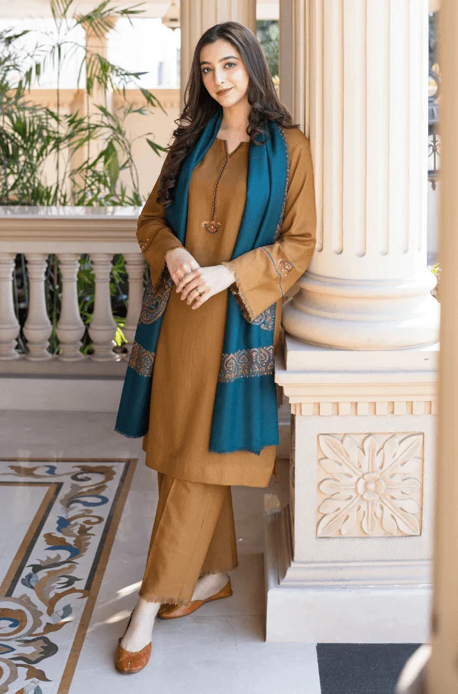 3PC Dhanak Embroidered Shirt with Printed Dhanak Dupatta and Trouser – RTW021 - Image 6