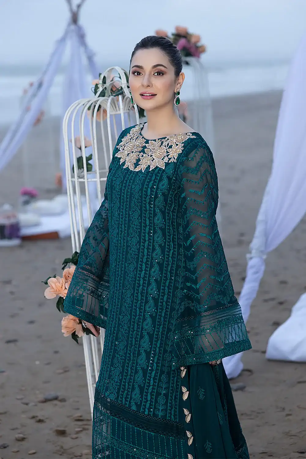 AZURE - 3PC Lawn Embroidered Shirt with Chiffon Embroidered Dupatta and Trouser - BFB0825 - Image 3