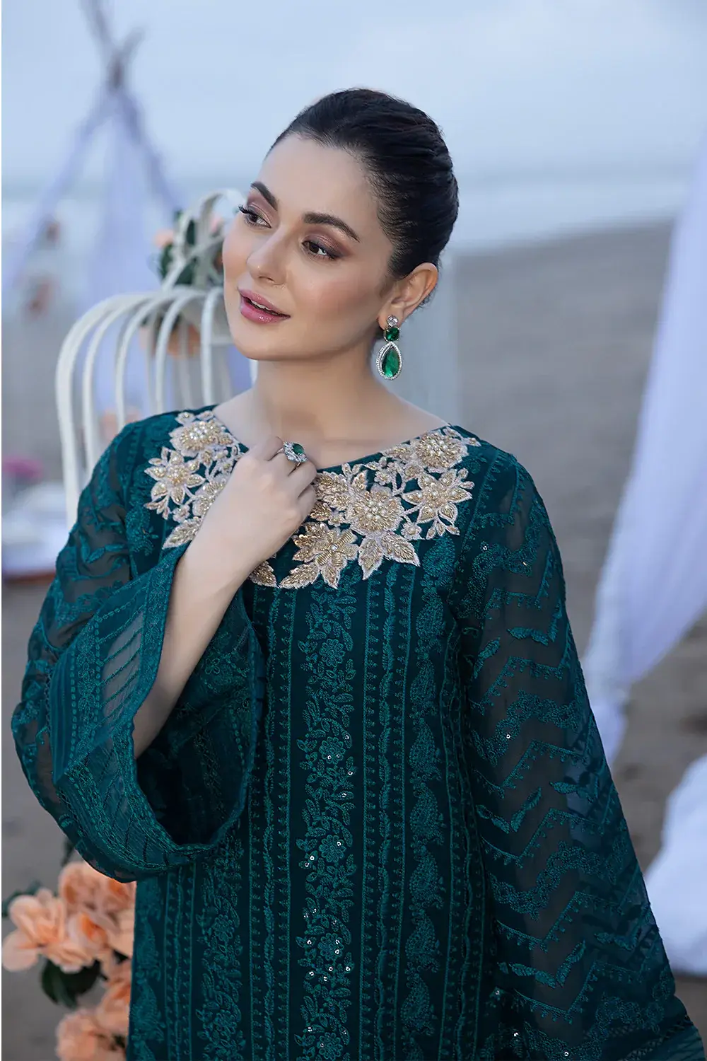 AZURE - 3PC Lawn Embroidered Shirt with Chiffon Embroidered Dupatta and Trouser - BFB0825 - Image 4