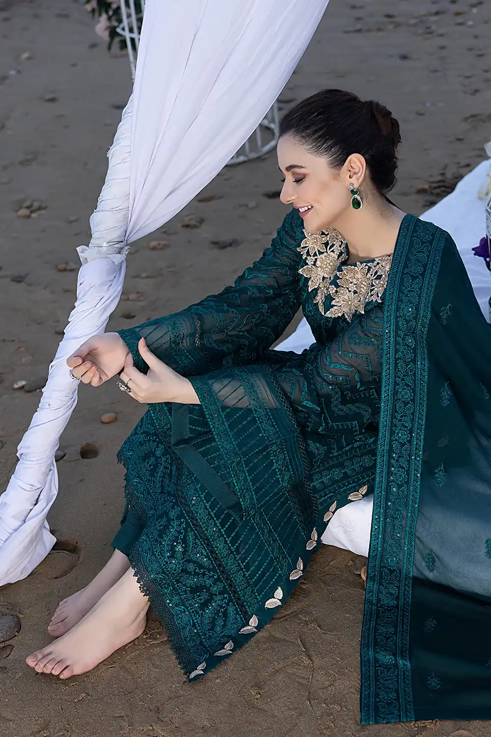 AZURE - 3PC Lawn Embroidered Shirt with Chiffon Embroidered Dupatta and Trouser - BFB0825 - Image 5