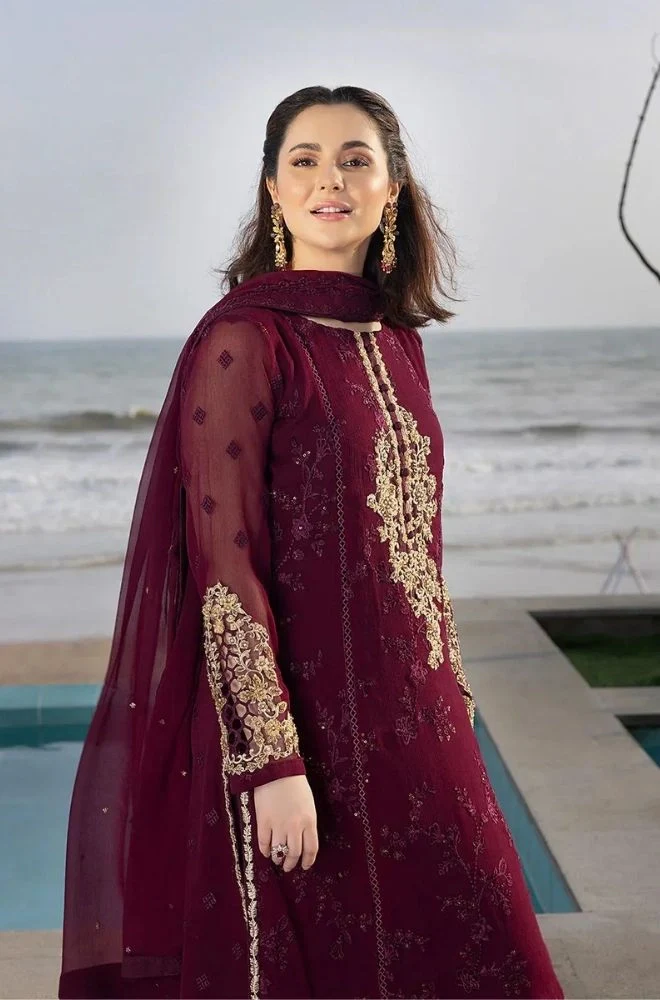 AZURE - 3PC Summer Lawn Embroidered Shirt with Chiffon Embroidered Dupatta and Trouser - BFB0795 - Image 3