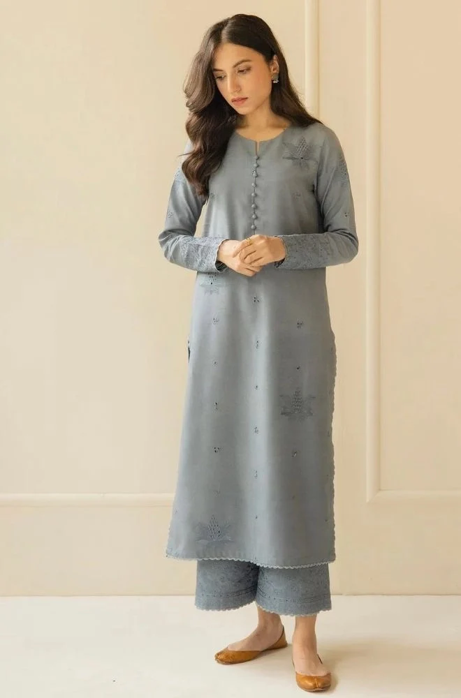DYOT - 3PC Summer Lawn Embroidered Shirt with Organza Embroidered Dupatta and Trouser - BFB0796 - Image 4
