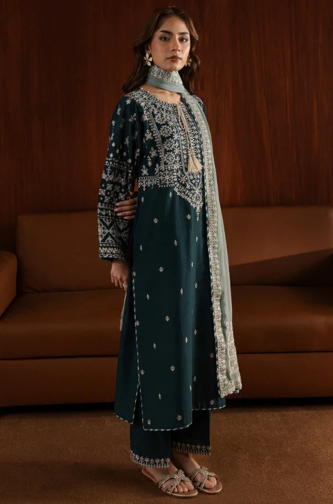 AZURE - 3PC Lawn Embroidered Shirt with Chiffon Embroidered Dupatta and Trouser - BFB04250 - Image 5