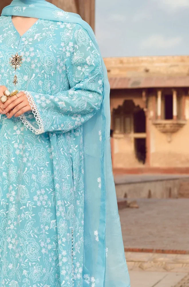 Bareeze - 3PC Dhanak Embroidered Shirt with Chiffon Embroidered Dupatta and Trouser - BFB0883 - Image 3