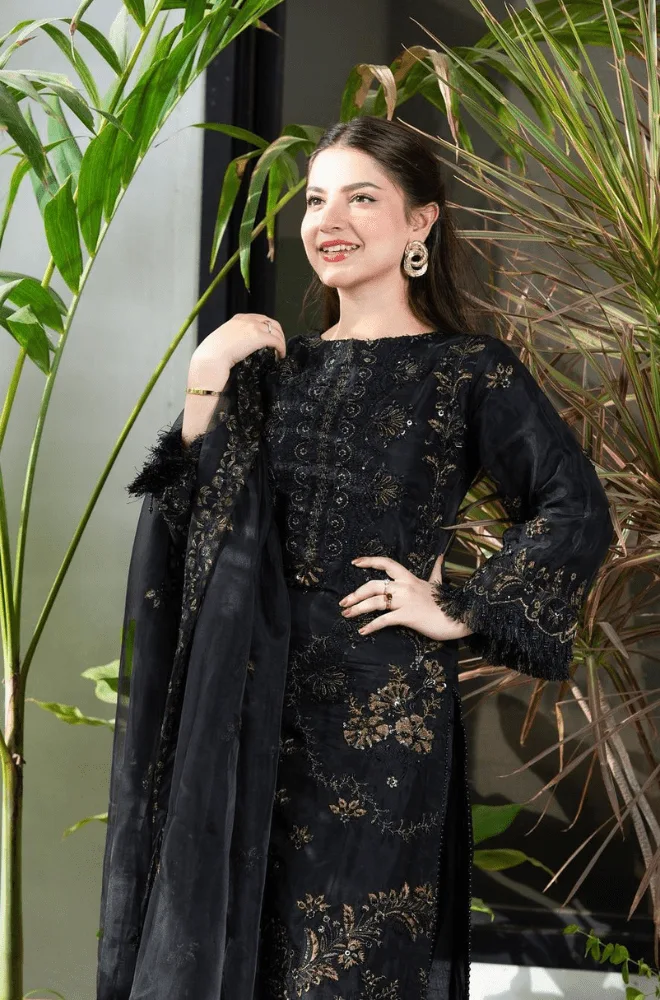 ALKARAM - 3PC Lawn Embroidered Shirt with Chiffon Embroidered Dupatta and Trouser - BFU00010 - Image 3