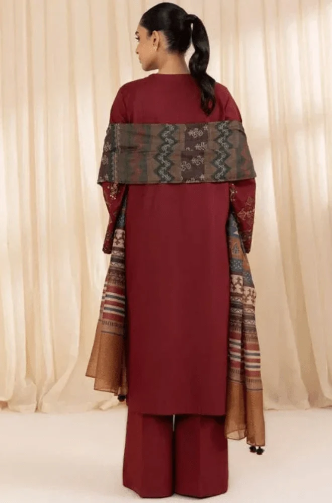 SAPPHIRE - Dhanak Embroidered Shirt with Wool Printed Dupatta and Trouser - BFB0267 - Image 2