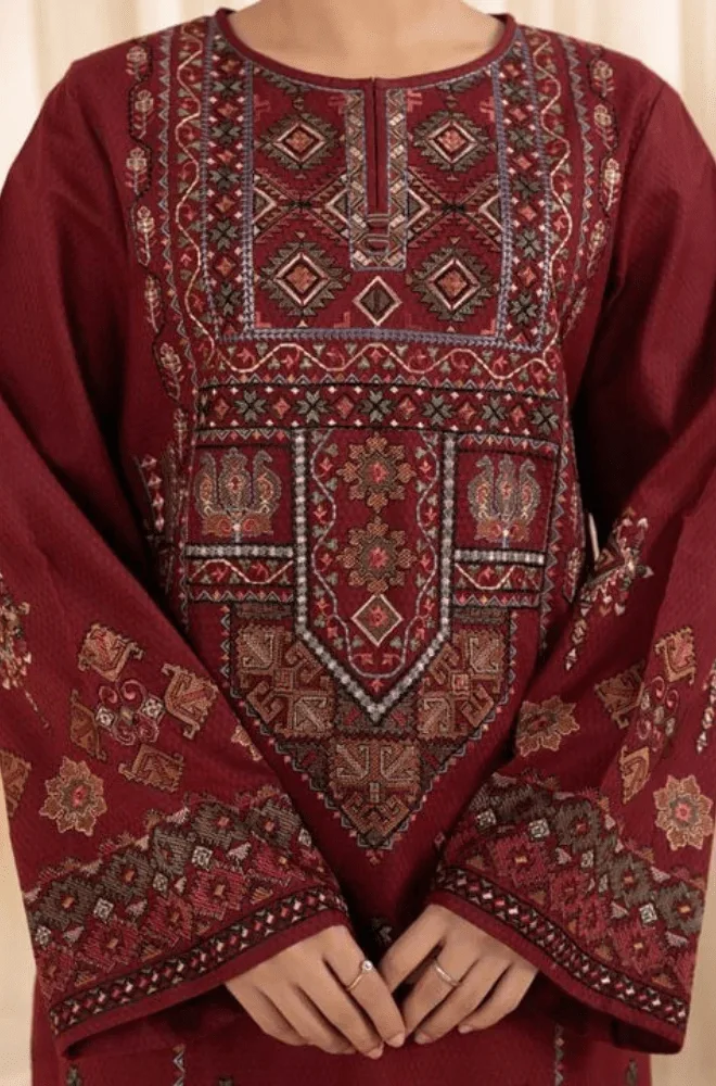 SAPPHIRE - Dhanak Embroidered Shirt with Wool Printed Dupatta and Trouser - BFB0267 - Image 3