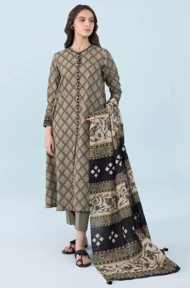 Baroque - 3PC Lawn Printed Shirt with Lawn Printed Dupatta and Trouser - BFB0840