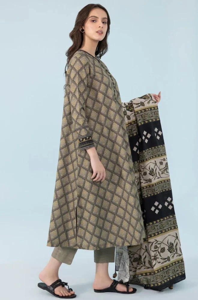 Baroque - 3PC Lawn Printed Shirt with Lawn Printed Dupatta and Trouser - BFB0840 - Image 2