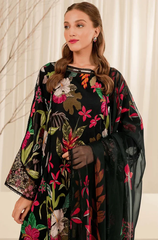 3PC Khaddar Printed Shirt with Khaddar Printed Dupatta and Trouser - BFU0457 - Image 9