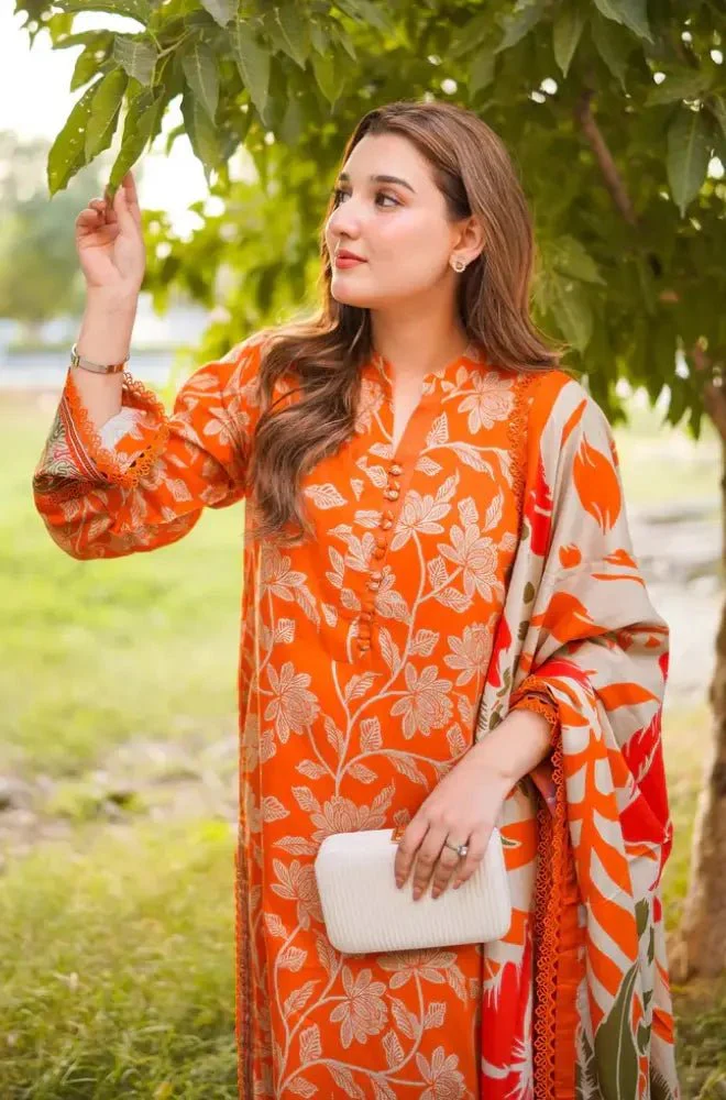 Baroque - 3PC Khaddar Printed Shirt with Khaddar Printed Dupatta and Trouser - BFB0583 - Image 3