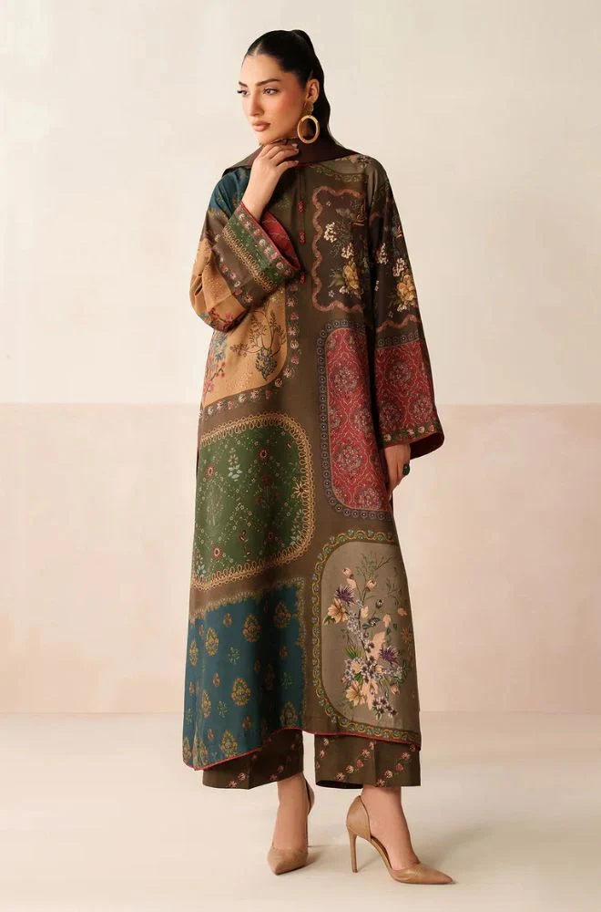 BAROQUE - 3PC Khaddar Printed Shirt with Khaddar Printed Dupatta and Trouser - BFB0587 - Image 3