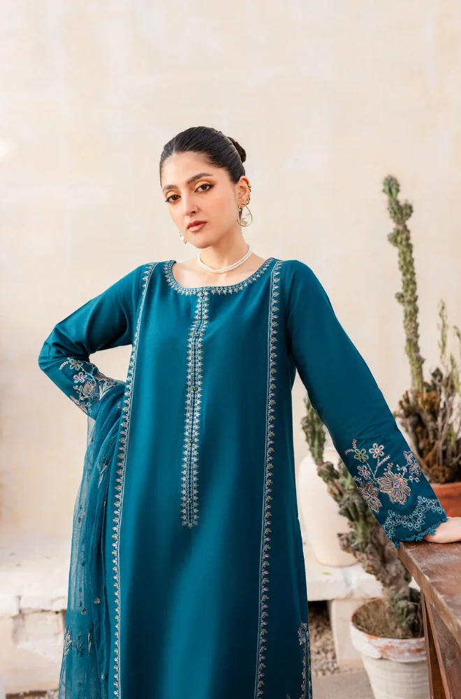 BATIK - 3PC Lawn Embroidered Shirt with Cotton Embroidered Dupatta and Trouser - BFS0053 - Image 3