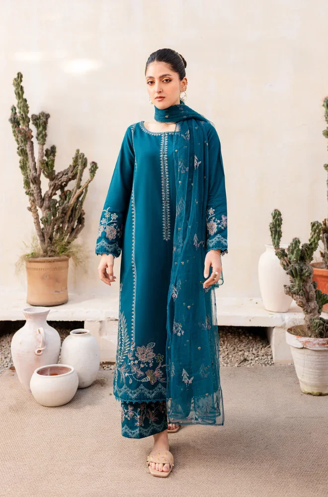 BATIK - 3PC Lawn Embroidered Shirt with Cotton Embroidered Dupatta and Trouser - BFS0053 - Image 5