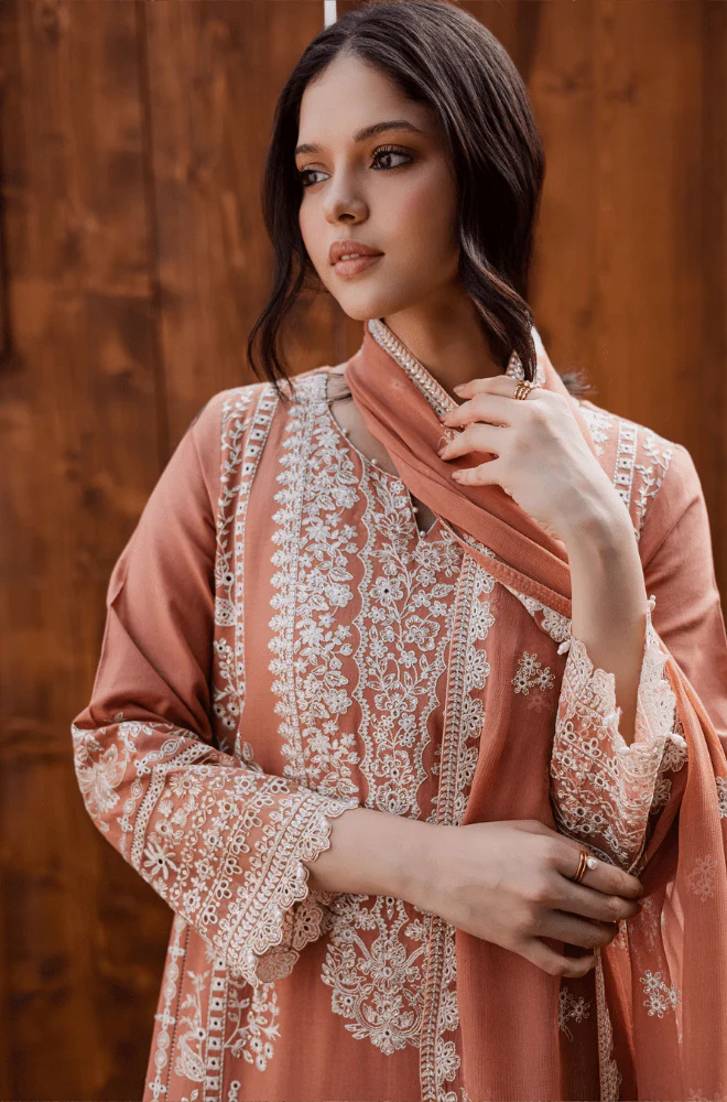 BATIK - 3PC Lawn Embroidered Shirt with Chiffon Embroidered Dupatta and Trouser - BFB0609 - Image 6