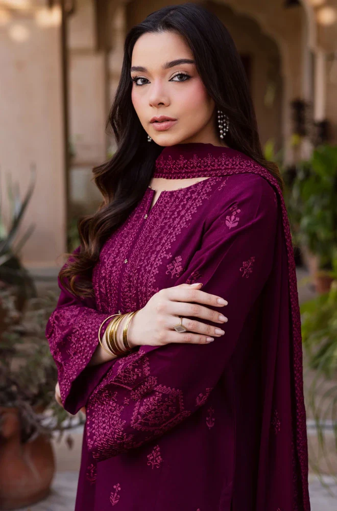 BATIK - 3PC Lawn Embroidered Shirt with Chiffon Embroidered Dupatta and Trouser - BFB0611 - Image 4